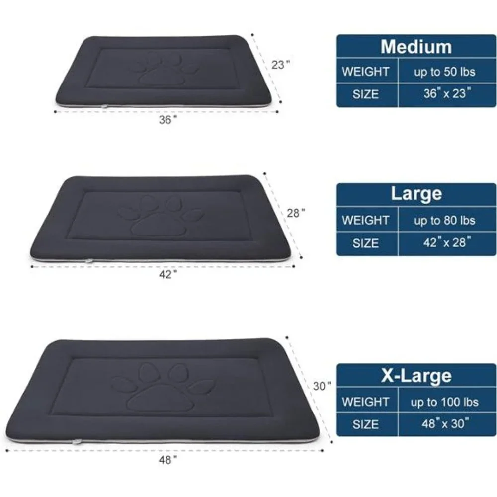 Large Dog Bed Crate Pad Mat Cute Paw Pet Beds for Dogs,42-Inch Washable Mattress